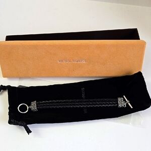 Sterling Silver 925 Michael Dawkins Black Braided Bracelet